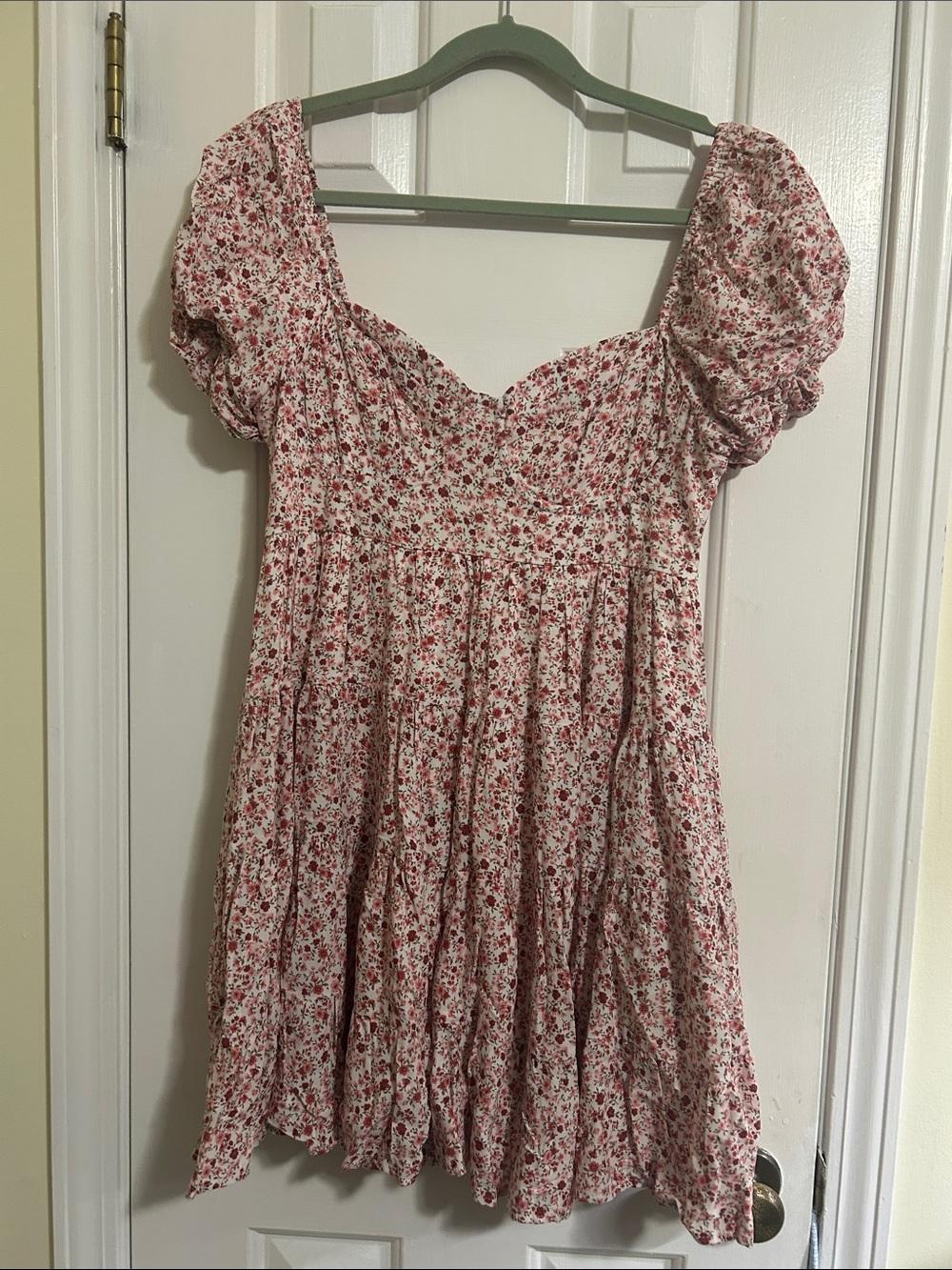 Altar’d State, Floral Puff-Sleeve Mini Dress, Size Large